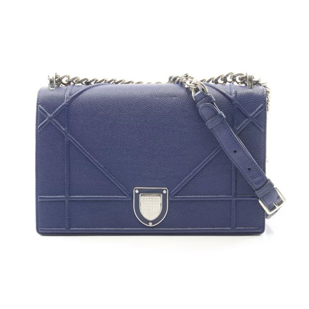 Christian Dior AMA Shoulder Bag Leather Blue